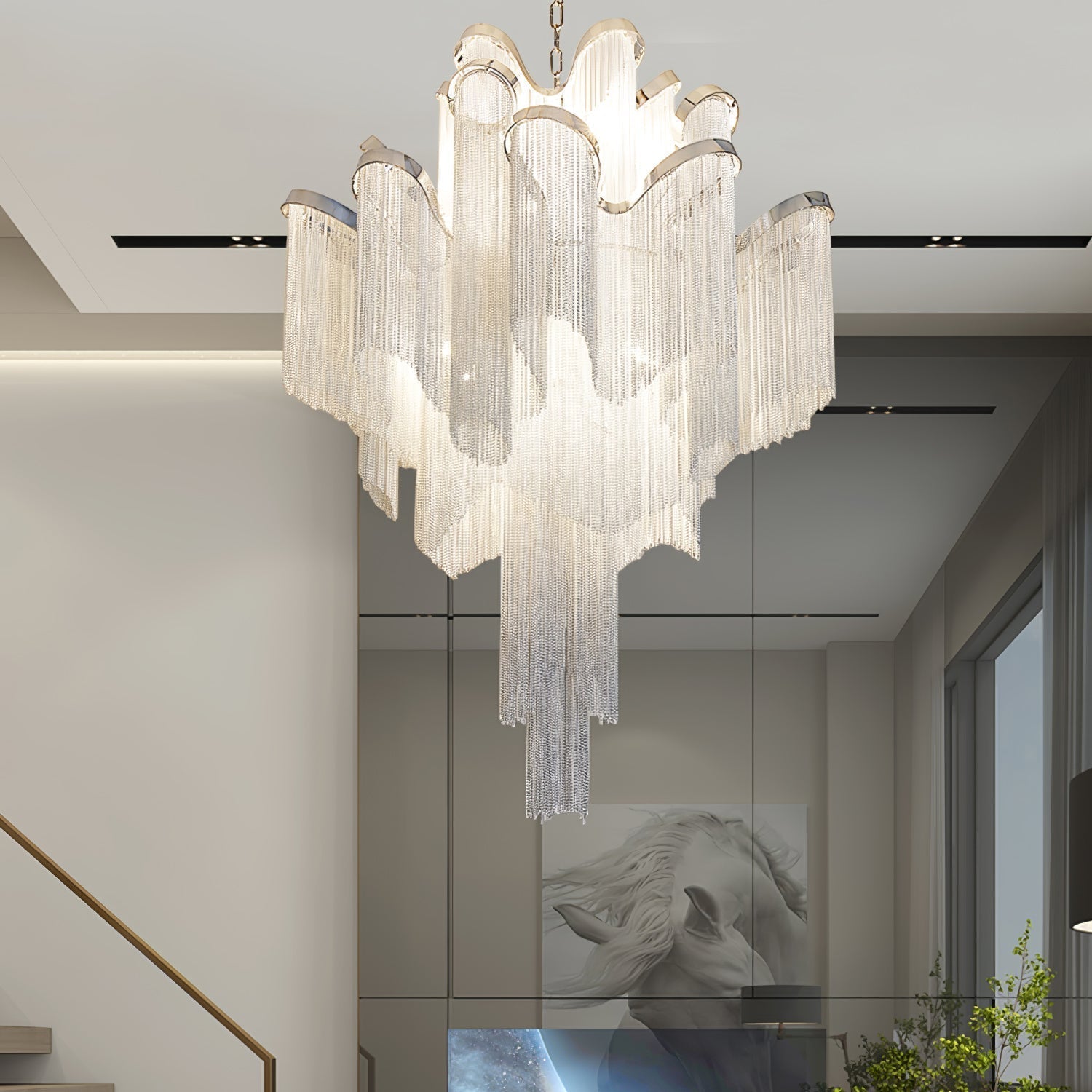 Lustra Suspension Lampe Chaîne en Nickel Coulant - Neutralighting
