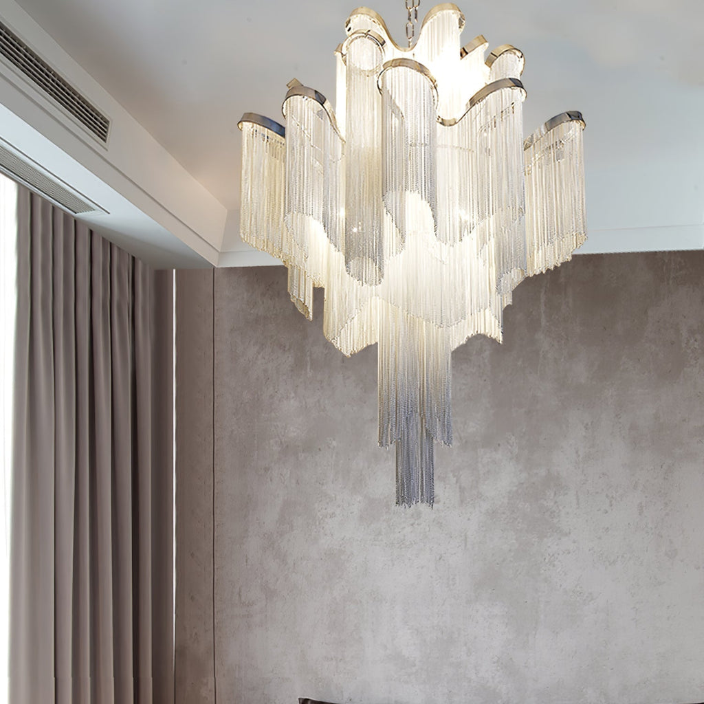 Lustra Suspension Lampe Chaîne en Nickel Coulant - Neutralighting