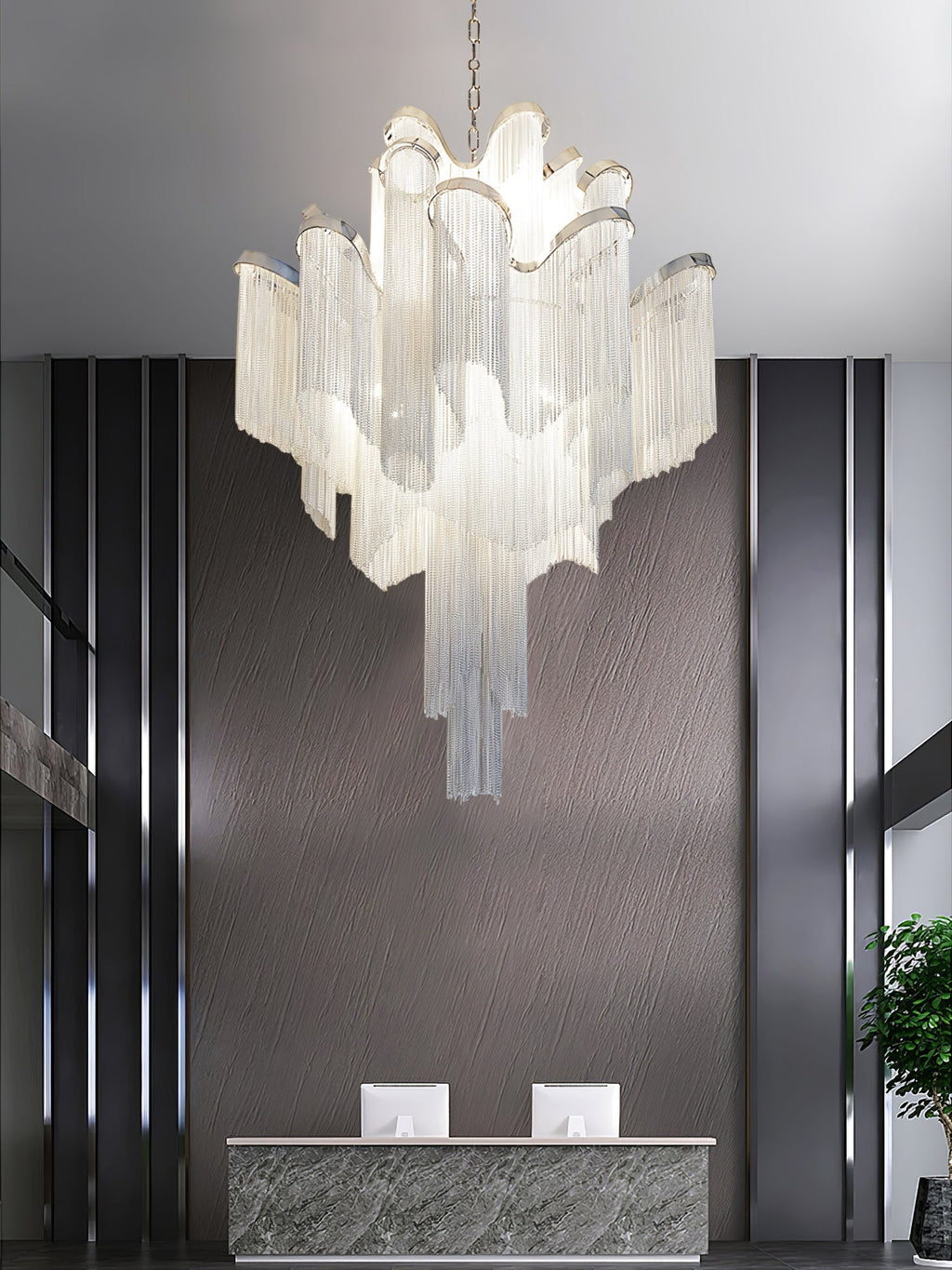 Lustra Suspension Lampe Chaîne en Nickel Coulant - Neutralighting