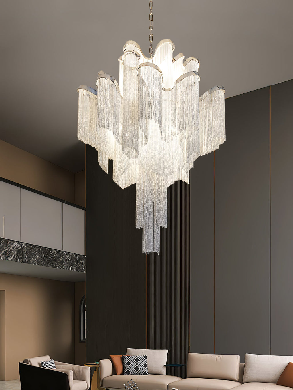 Lustra Suspension Lampe Chaîne en Nickel Coulant - Neutralighting