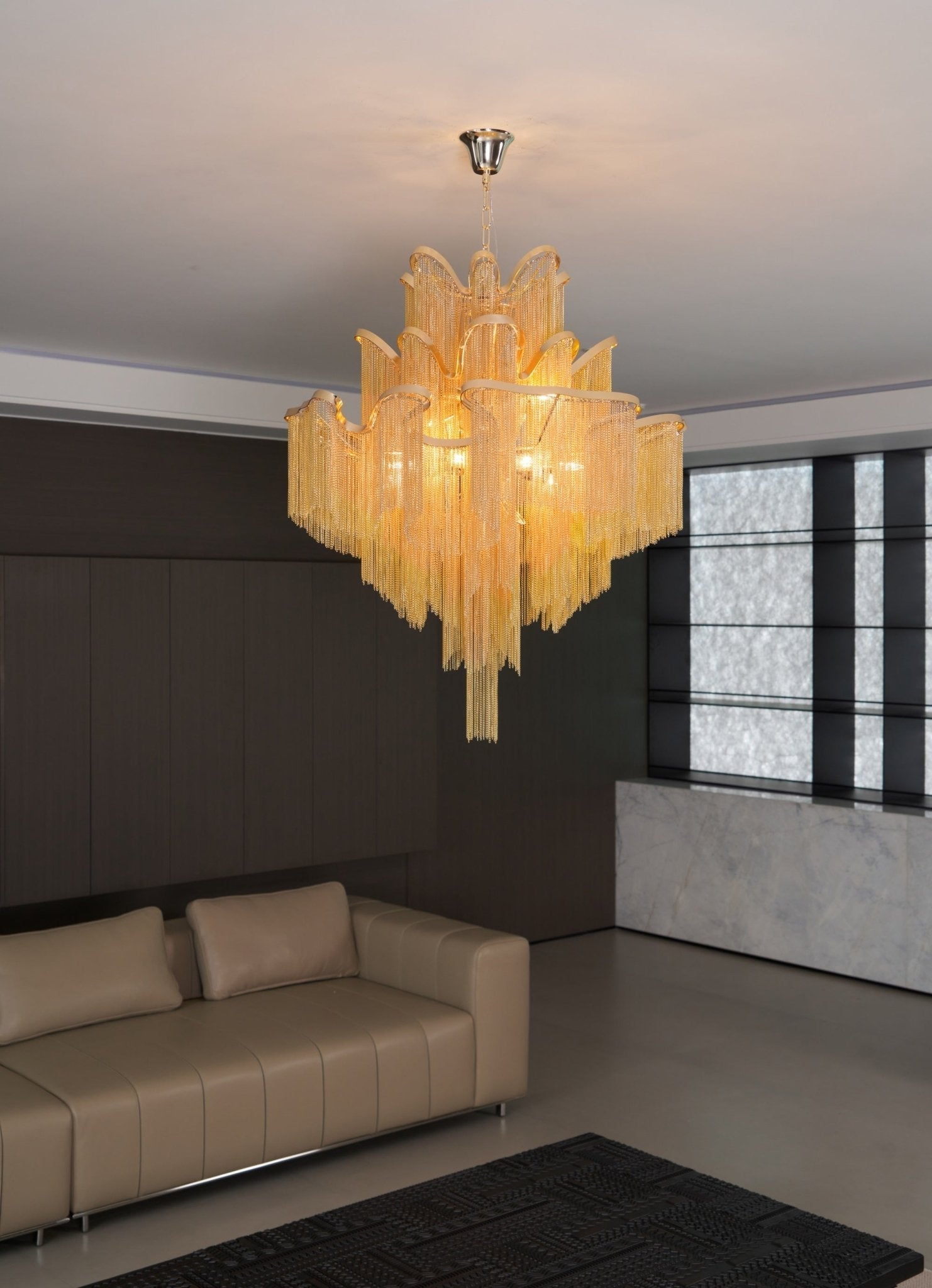 Lustra Suspension Lampe Chaîne en Nickel Coulant - Neutralighting