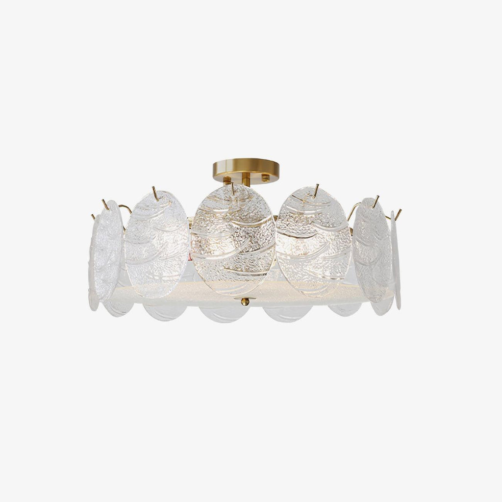 Lustra Lampe De Plafond Avec Finition Dorée Et Verre Strié - Neutralighting