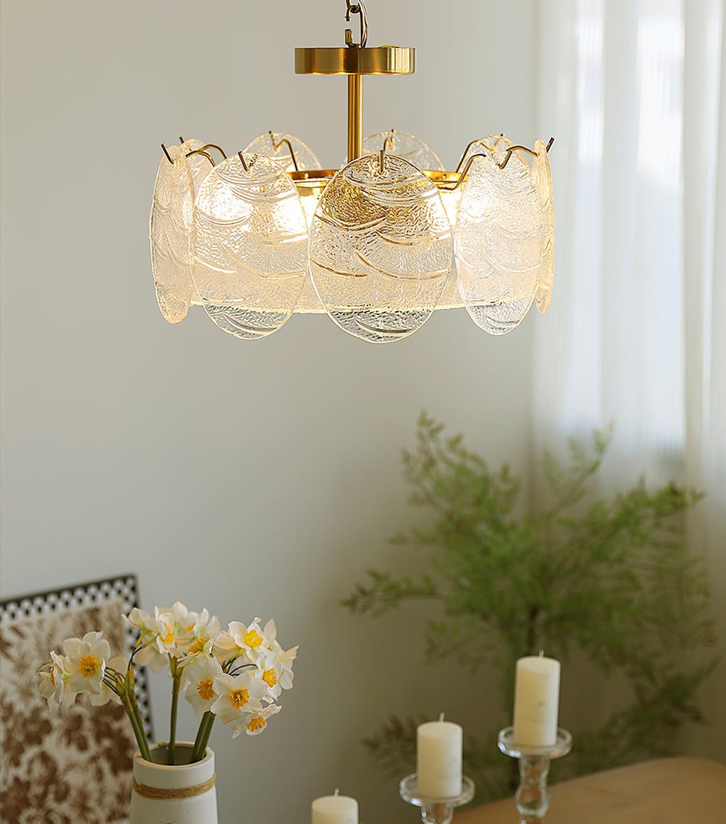 Lustra Lampe De Plafond Avec Finition Dorée Et Verre Strié - Neutralighting