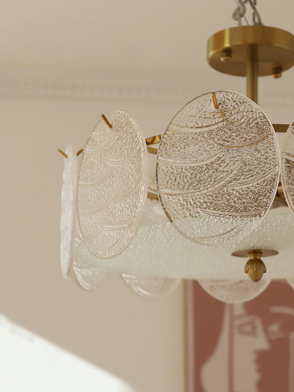Lustra Lampe De Plafond Avec Finition Dorée Et Verre Strié - Neutralighting