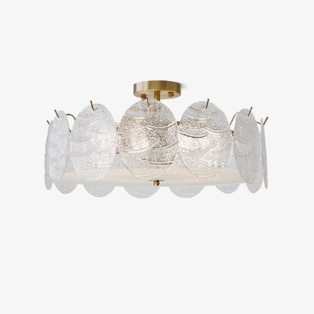 Lustra Lampe De Plafond Avec Finition Dorée Et Verre Strié - Neutralighting