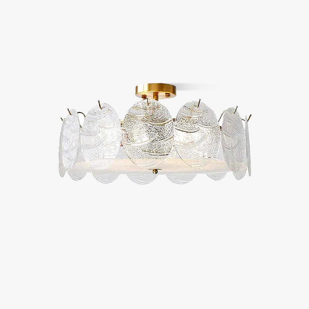 Lustra Lampe De Plafond Avec Finition Dorée Et Verre Strié - Neutralighting
