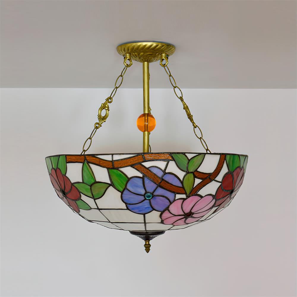 Tiffany Chandelier en Verre en Forme de Bol - Neutralighting