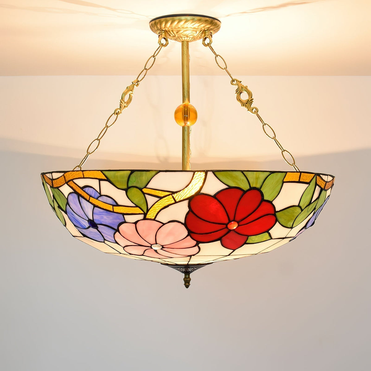 Tiffany Chandelier en Verre en Forme de Bol - Neutralighting