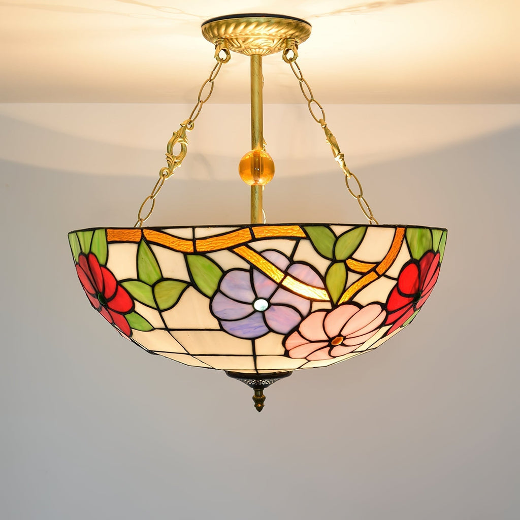 Tiffany Chandelier en Verre en Forme de Bol - Neutralighting