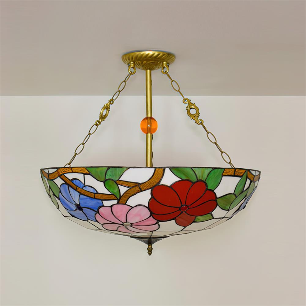 Tiffany Chandelier en Verre en Forme de Bol - Neutralighting
