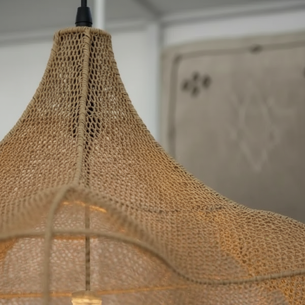 Suspension XXL en raphia - Forme fleur 120cm