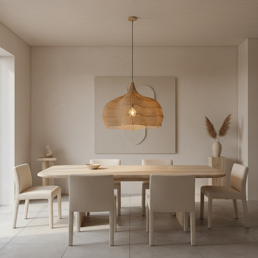 Suspension XXL en raphia - Forme fleur 120cm