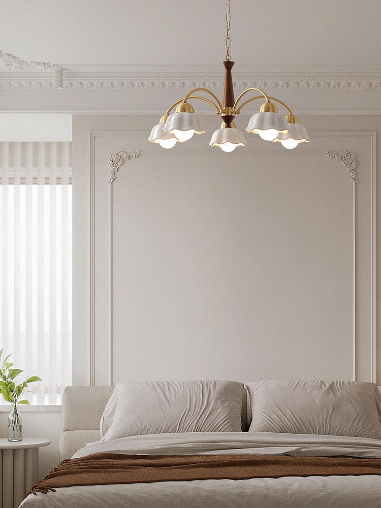 Lustra Chandelier Laiton Bois Opaline Céramique - Neutralighting