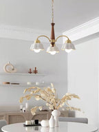 Lustra Chandelier Laiton Bois Opaline Céramique - Neutralighting