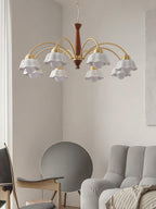 Lustra Chandelier Laiton Bois Opaline Céramique - Neutralighting