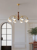 Lustra Chandelier Laiton Bois Opaline Céramique - Neutralighting