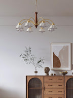 Lustra Chandelier Laiton Bois Opaline Céramique - Neutralighting