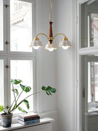 Lustra Chandelier Laiton Bois Opaline Céramique - Neutralighting