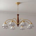 Lustra Chandelier Laiton Bois Opaline Céramique - Neutralighting
