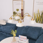 Lustra Chandelier Laiton Bois Opaline Céramique - Neutralighting