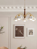 Lustra Chandelier Laiton Bois Opaline Céramique - Neutralighting