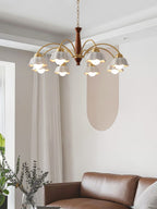 Lustra Chandelier Laiton Bois Opaline Céramique - Neutralighting