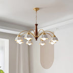 Lustra Chandelier Laiton Bois Opaline Céramique - Neutralighting