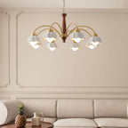 Lustra Chandelier Laiton Bois Opaline Céramique - Neutralighting