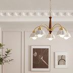Lustra Chandelier Laiton Bois Opaline Céramique - Neutralighting