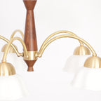Lustra Chandelier Laiton Bois Opaline Céramique - Neutralighting