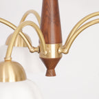 Lustra Chandelier Laiton Bois Opaline Céramique - Neutralighting
