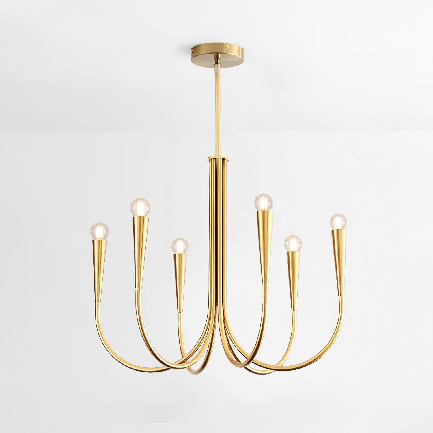 Lustra Chandelier Bras Swoop Laiton Minimaliste - Neutralighting