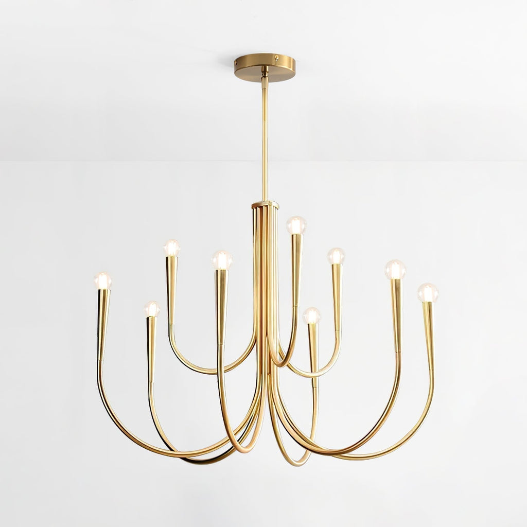 Lustra Chandelier Bras Swoop Laiton Minimaliste - Neutralighting