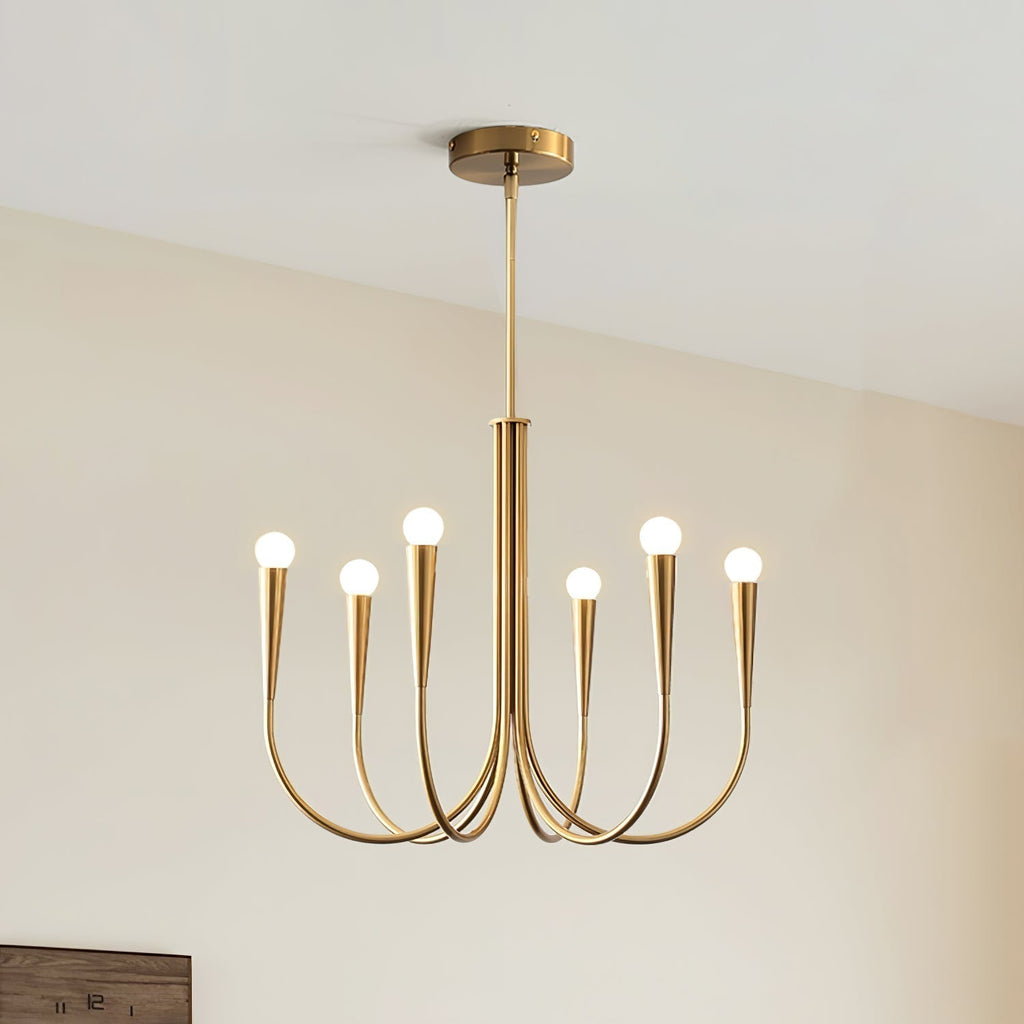 Lustra Chandelier Bras Swoop Laiton Minimaliste - Neutralighting
