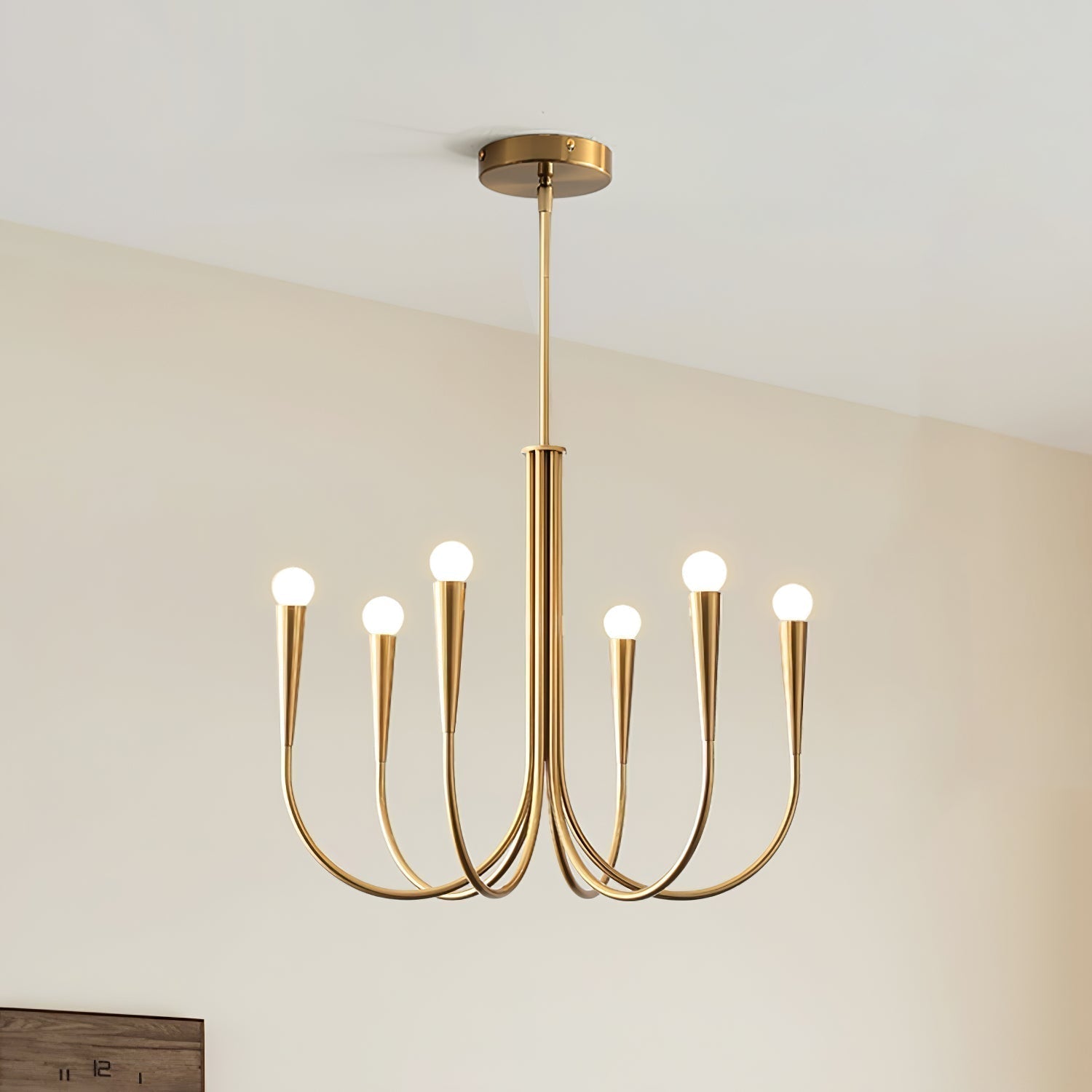 Lustra Chandelier Bras Swoop Laiton Minimaliste - Neutralighting
