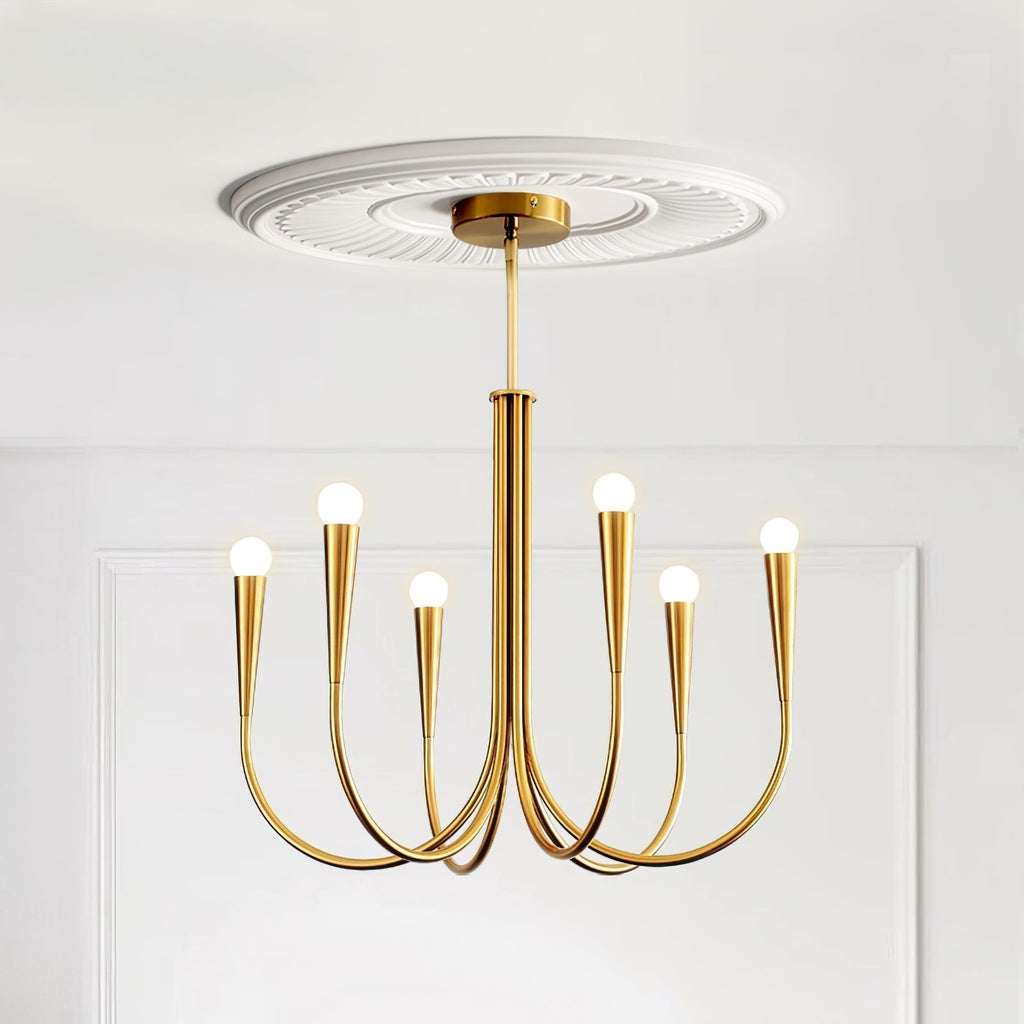 Lustra Chandelier Bras Swoop Laiton Minimaliste - Neutralighting