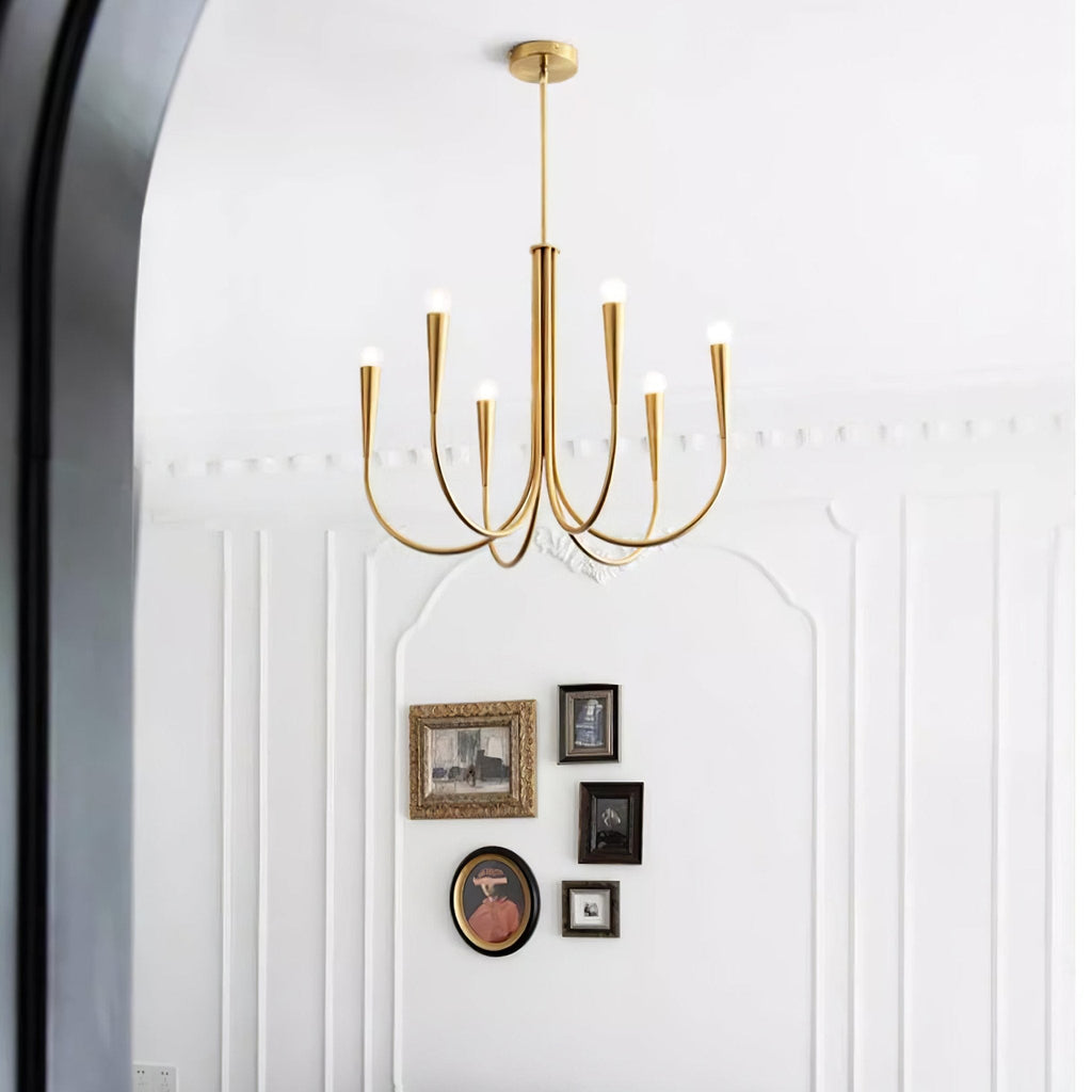 Lustra Chandelier Bras Swoop Laiton Minimaliste - Neutralighting