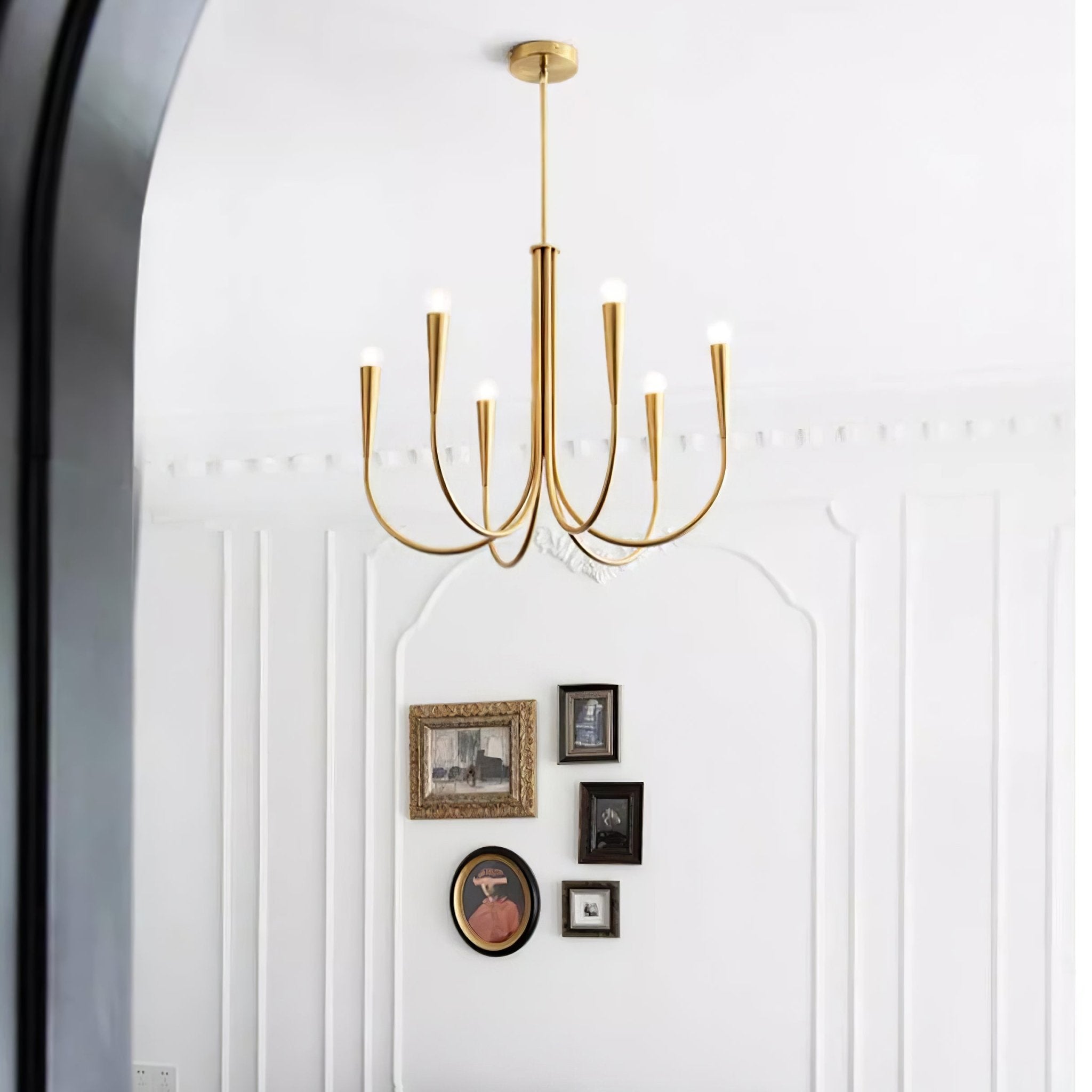 Lustra Chandelier Bras Swoop Laiton Minimaliste - Neutralighting