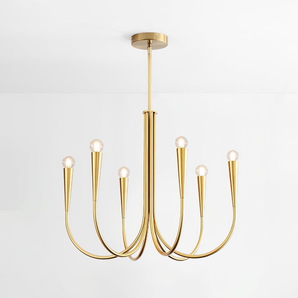 Lustra Chandelier Bras Swoop Laiton Minimaliste - Neutralighting