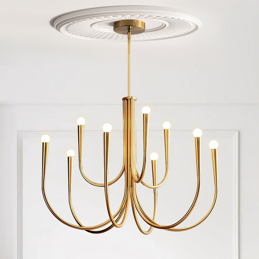Lustra Chandelier Bras Swoop Laiton Minimaliste - Neutralighting