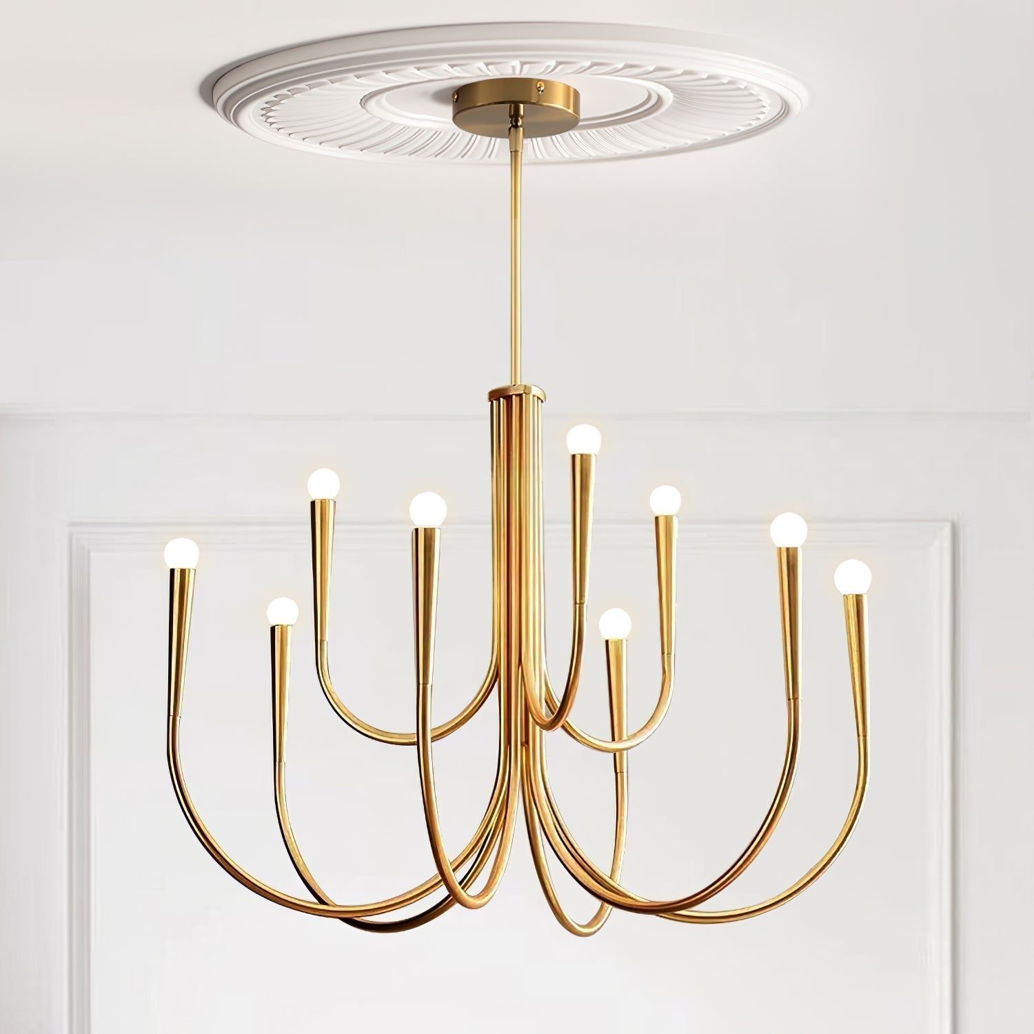 Lustra Chandelier Bras Swoop Laiton Minimaliste - Neutralighting