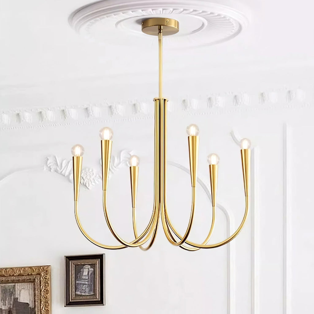 Lustra Chandelier Bras Swoop Laiton Minimaliste - Neutralighting