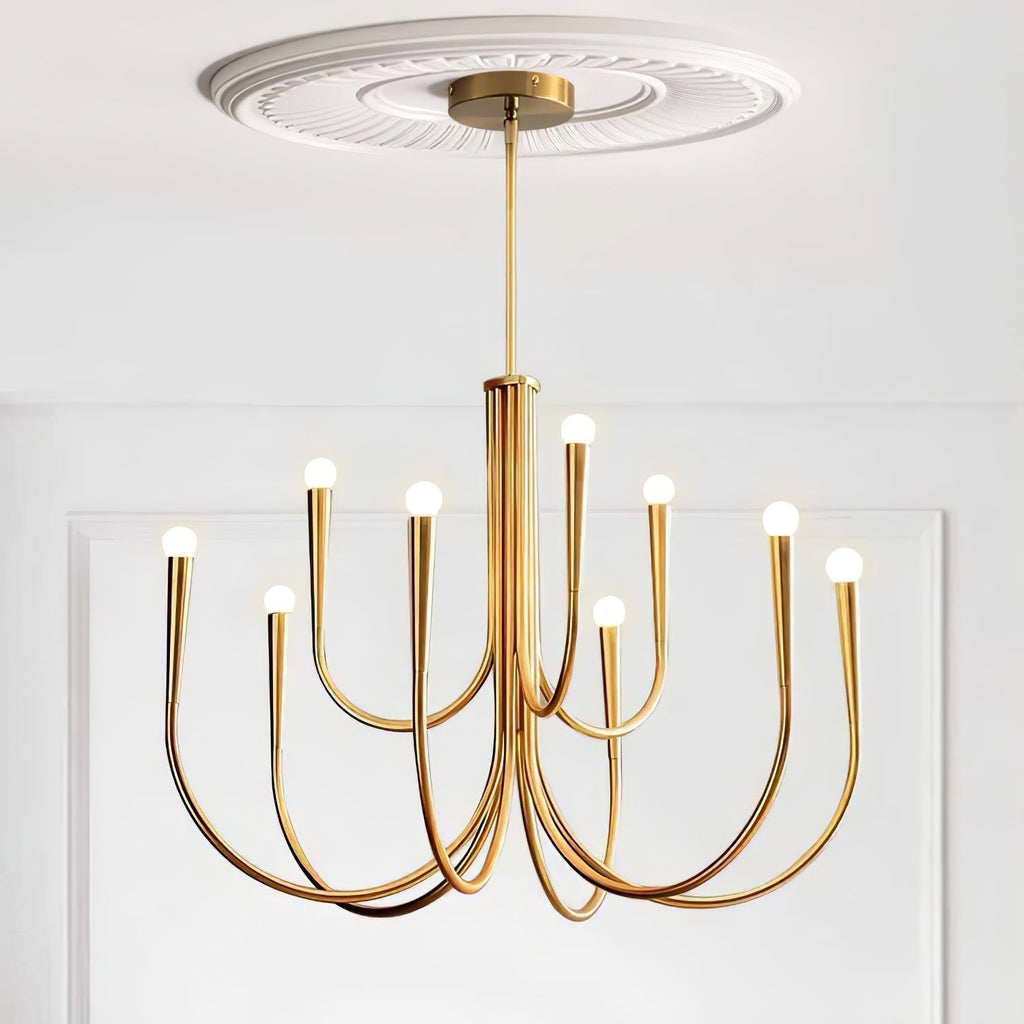 Lustra Chandelier Bras Swoop Laiton Minimaliste - Neutralighting