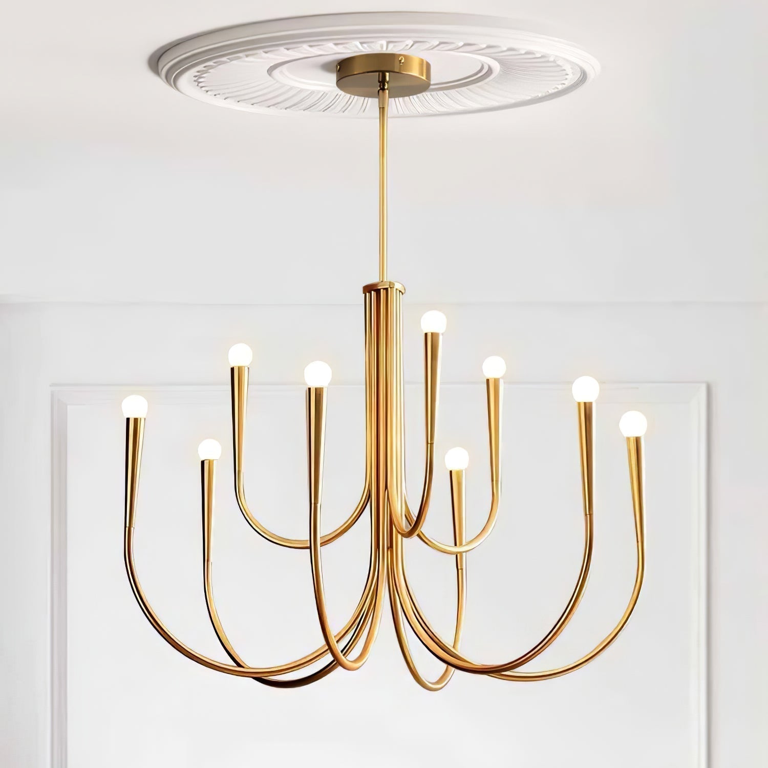 Lustra Chandelier Bras Swoop Laiton Minimaliste - Neutralighting