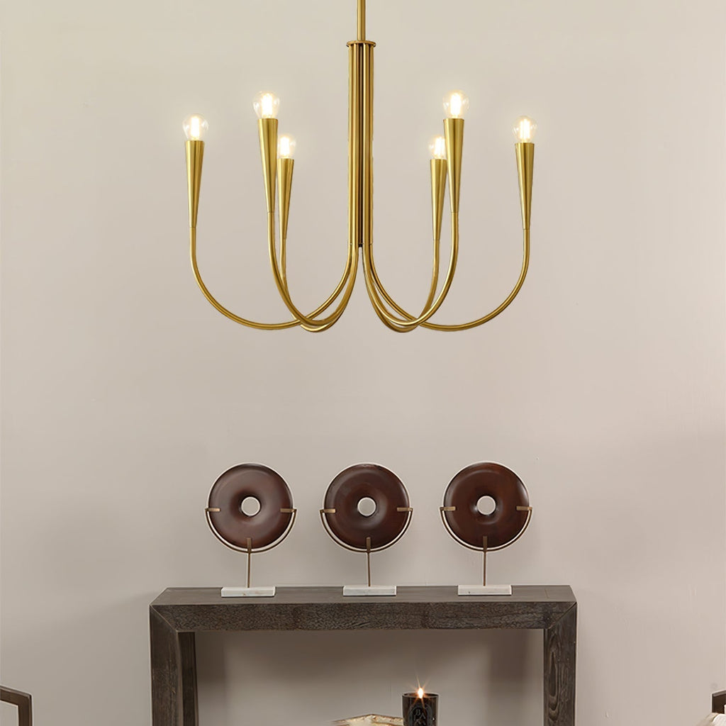 Lustra Chandelier Bras Swoop Laiton Minimaliste - Neutralighting