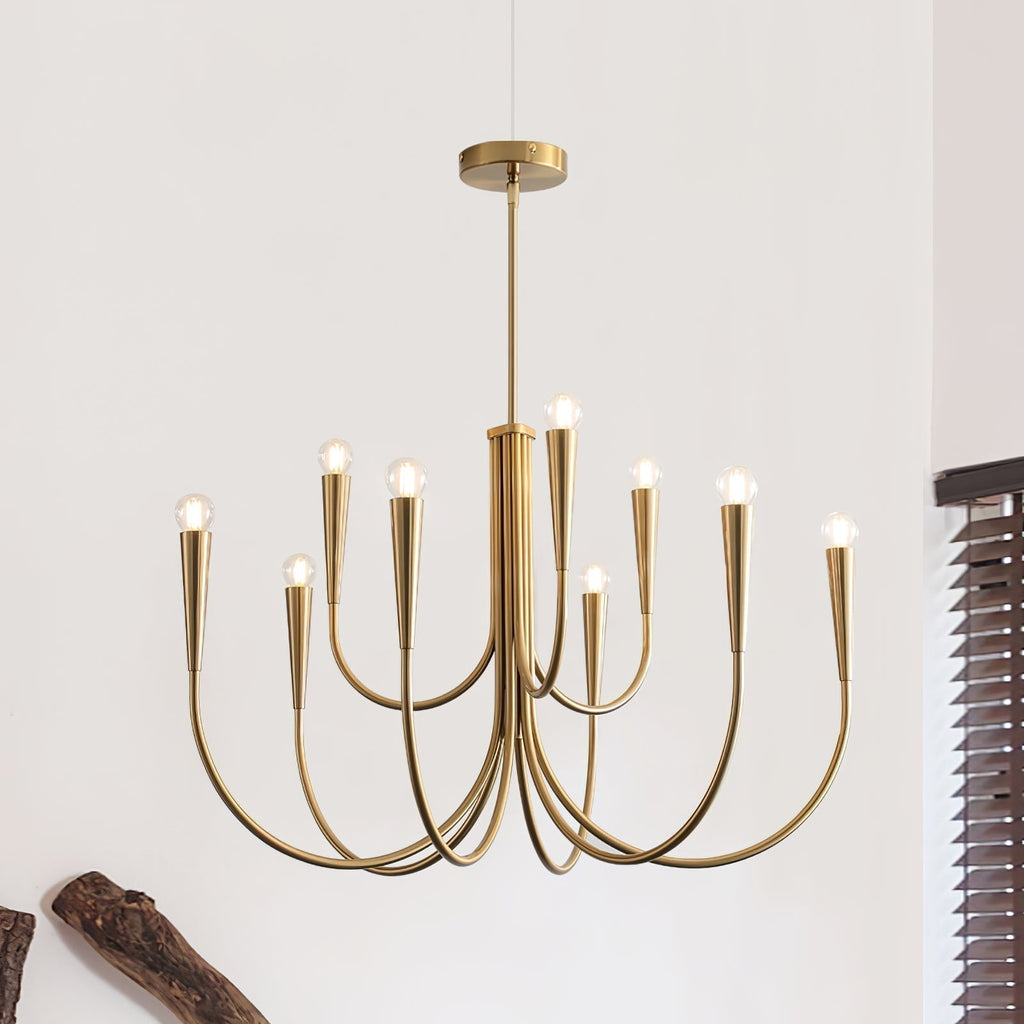 Lustra Chandelier Bras Swoop Laiton Minimaliste - Neutralighting