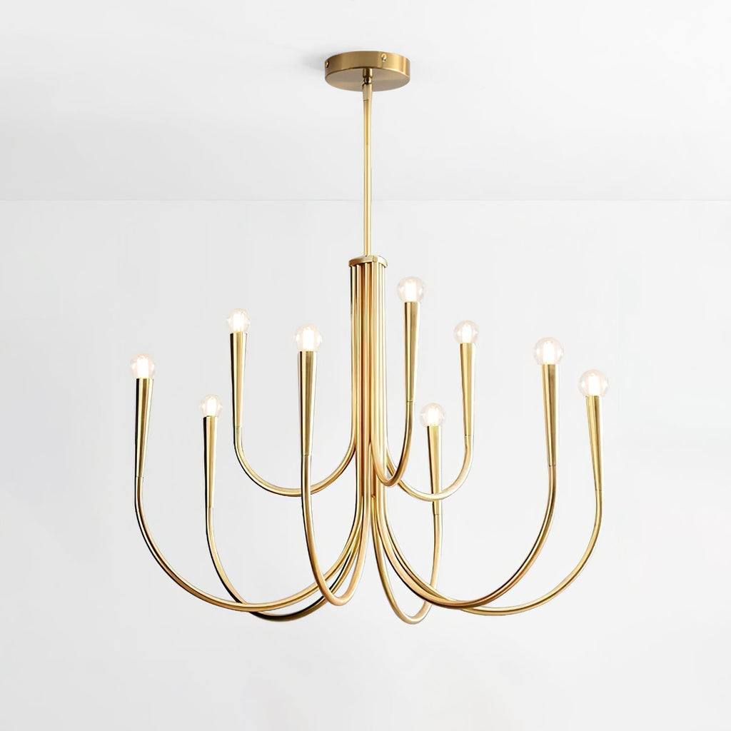 Lustra Chandelier Bras Swoop Laiton Minimaliste - Neutralighting