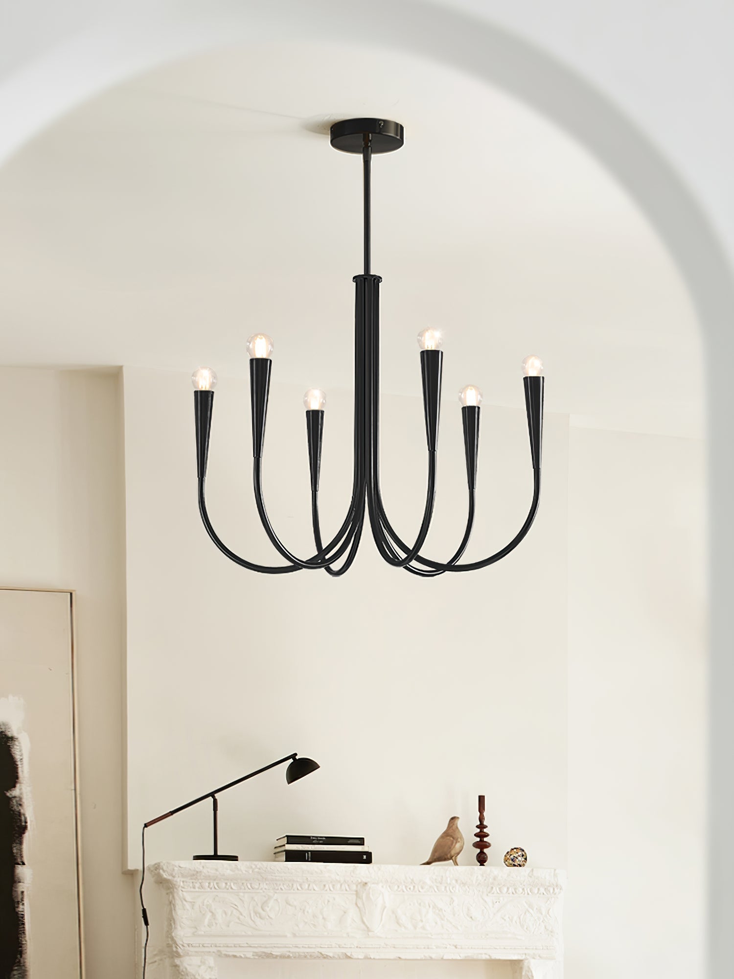 Lustra Chandelier Bras Swoop Laiton Minimaliste - Neutralighting