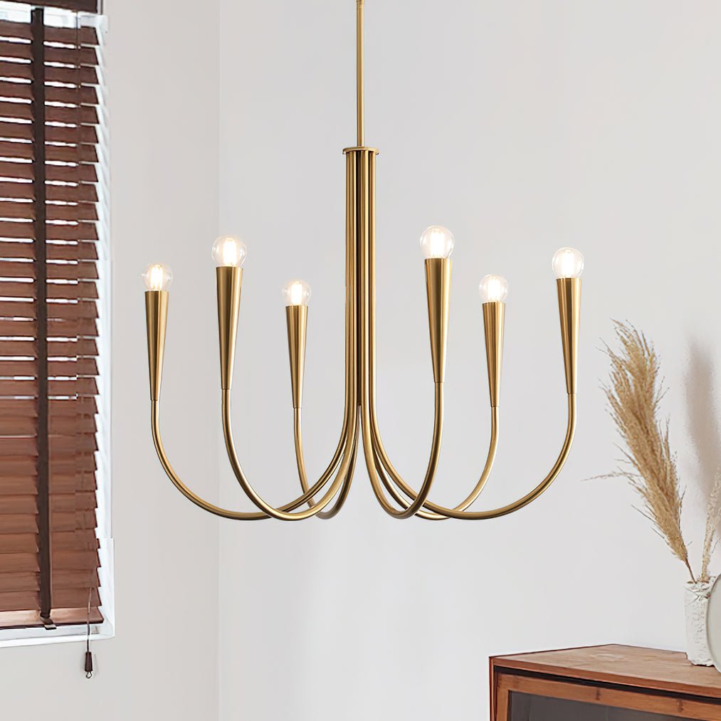 Lustra Chandelier Bras Swoop Laiton Minimaliste - Neutralighting