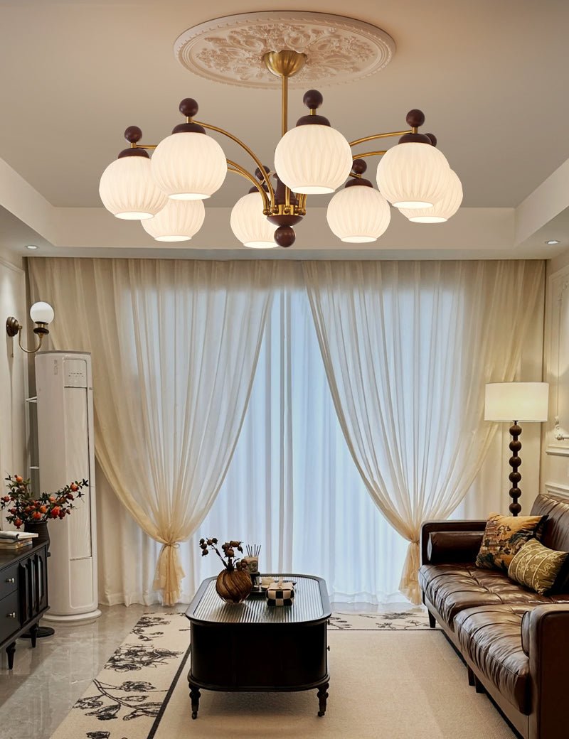 Vedoror Chandelier Classique Orbe Bois Verre Traditionnel - Neutralighting